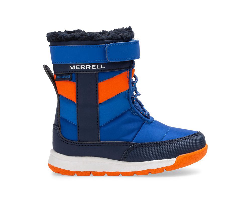 Merrell Støvler Børn - Alpine Puffer Waterproof Jr. - Blå/Orange - LJQ423651